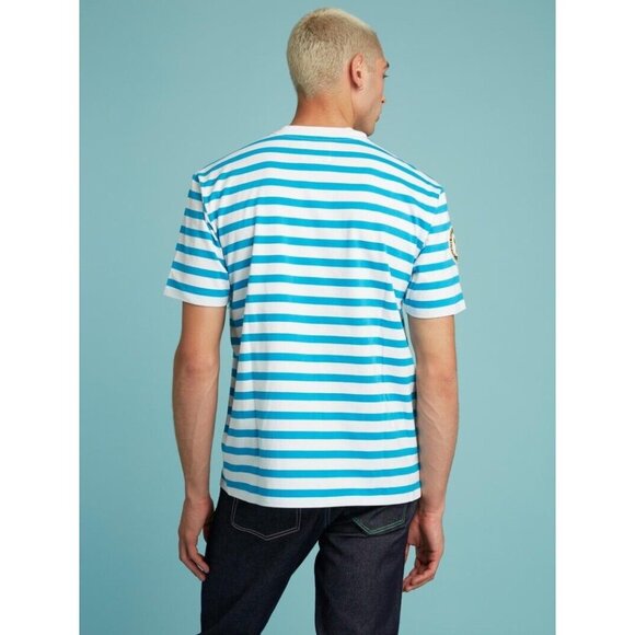 Guess Men’s FriendsWithYou Stripes T-Shirt Sort Sleeves Blue/White Size L - Picture 2 of 9